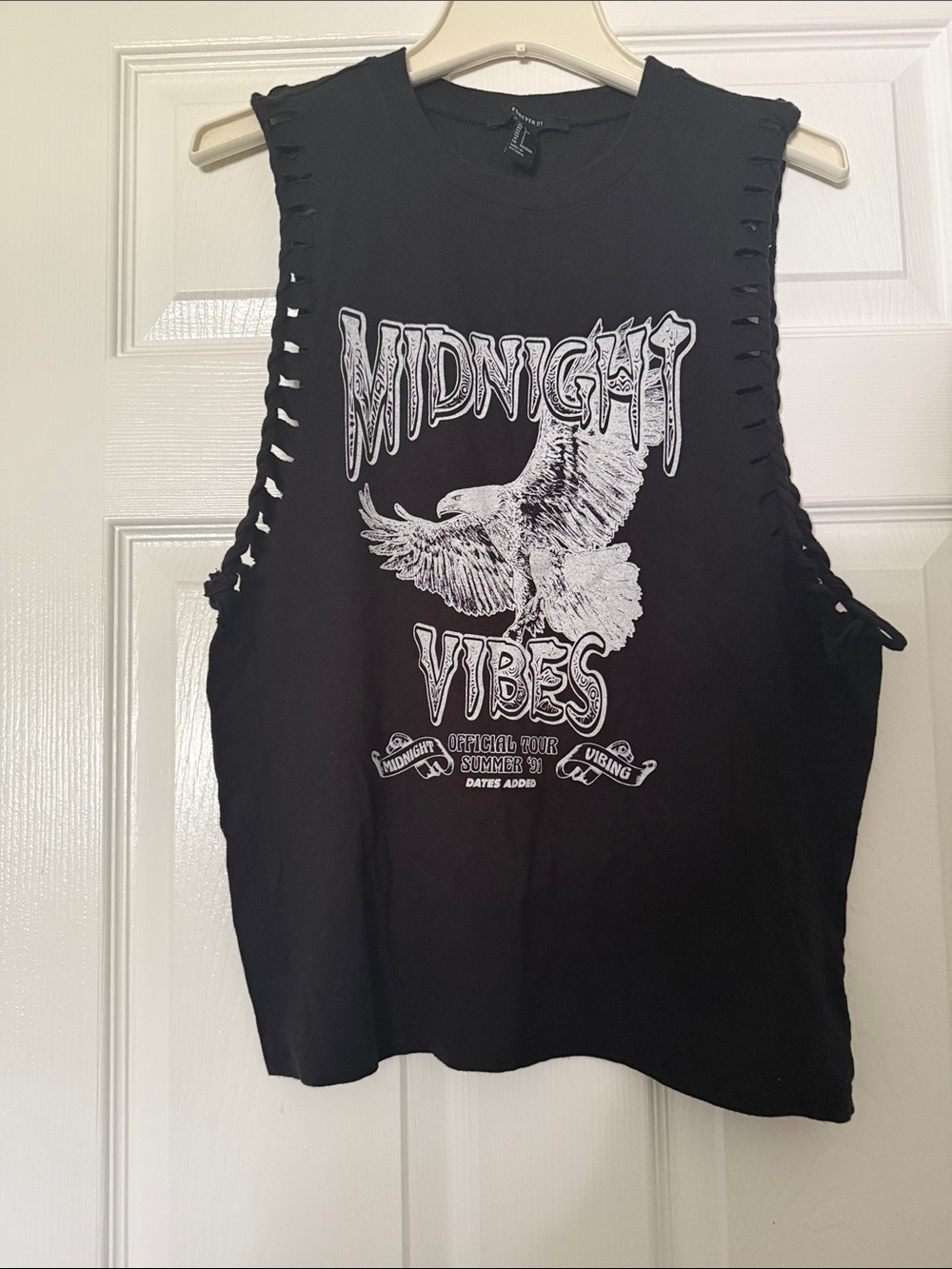 Forever 21 Black 'Midnight Vibes' Graphic Muscle Tank